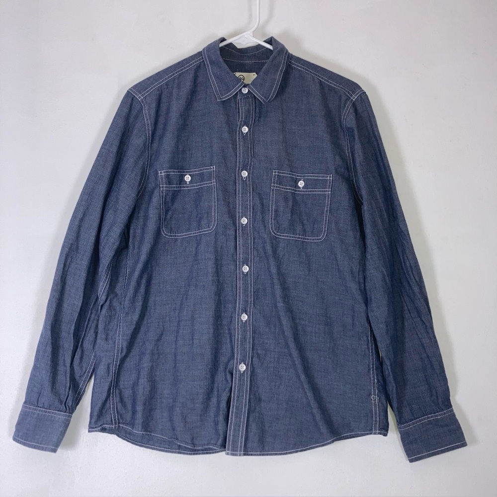 AG Adriano Goldschmied Button Down Shirt Blue Men's Size M Long Sleeve Cotton